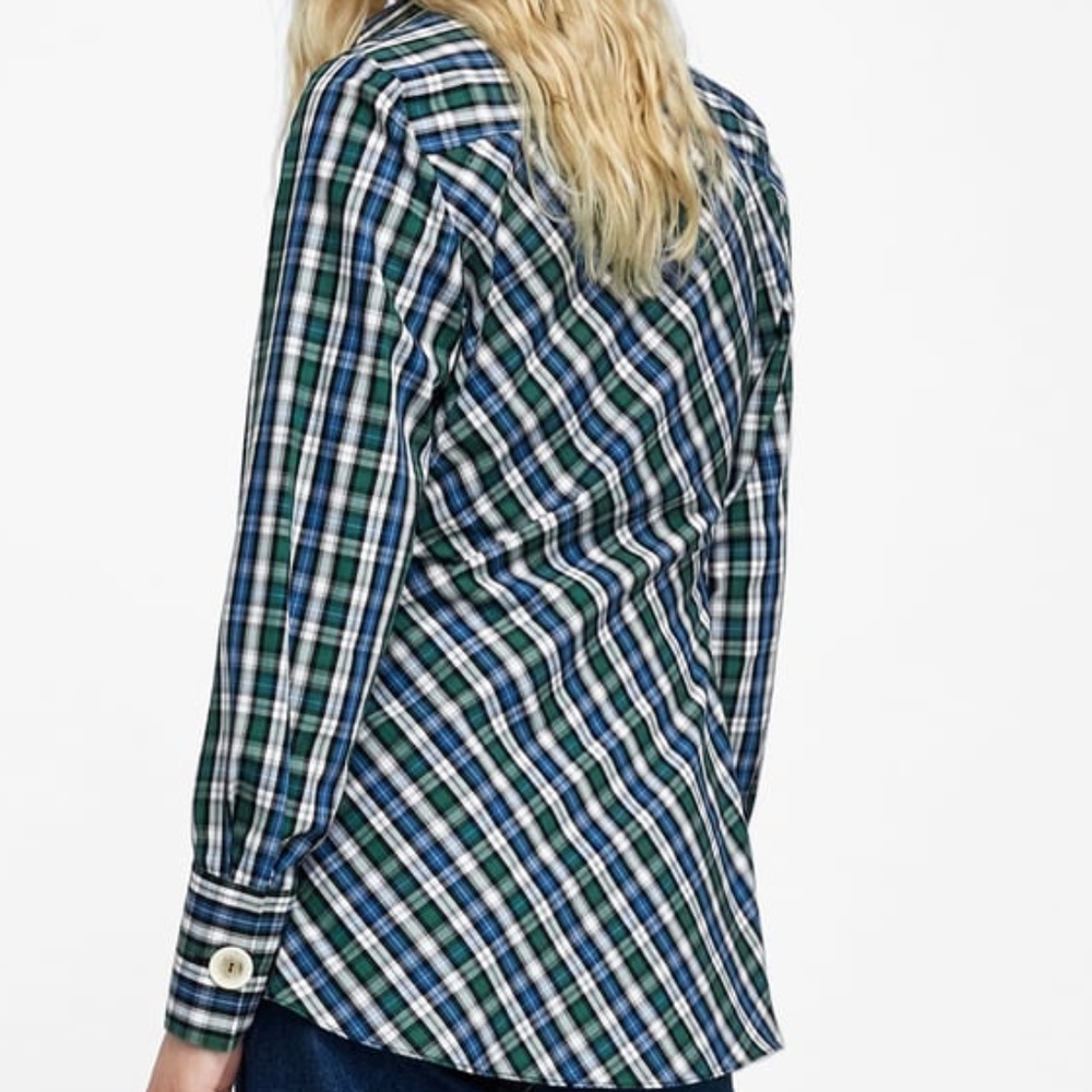 NWT! ZARA Fantastic Draped Plaid Shirt - Picture 5 of 8